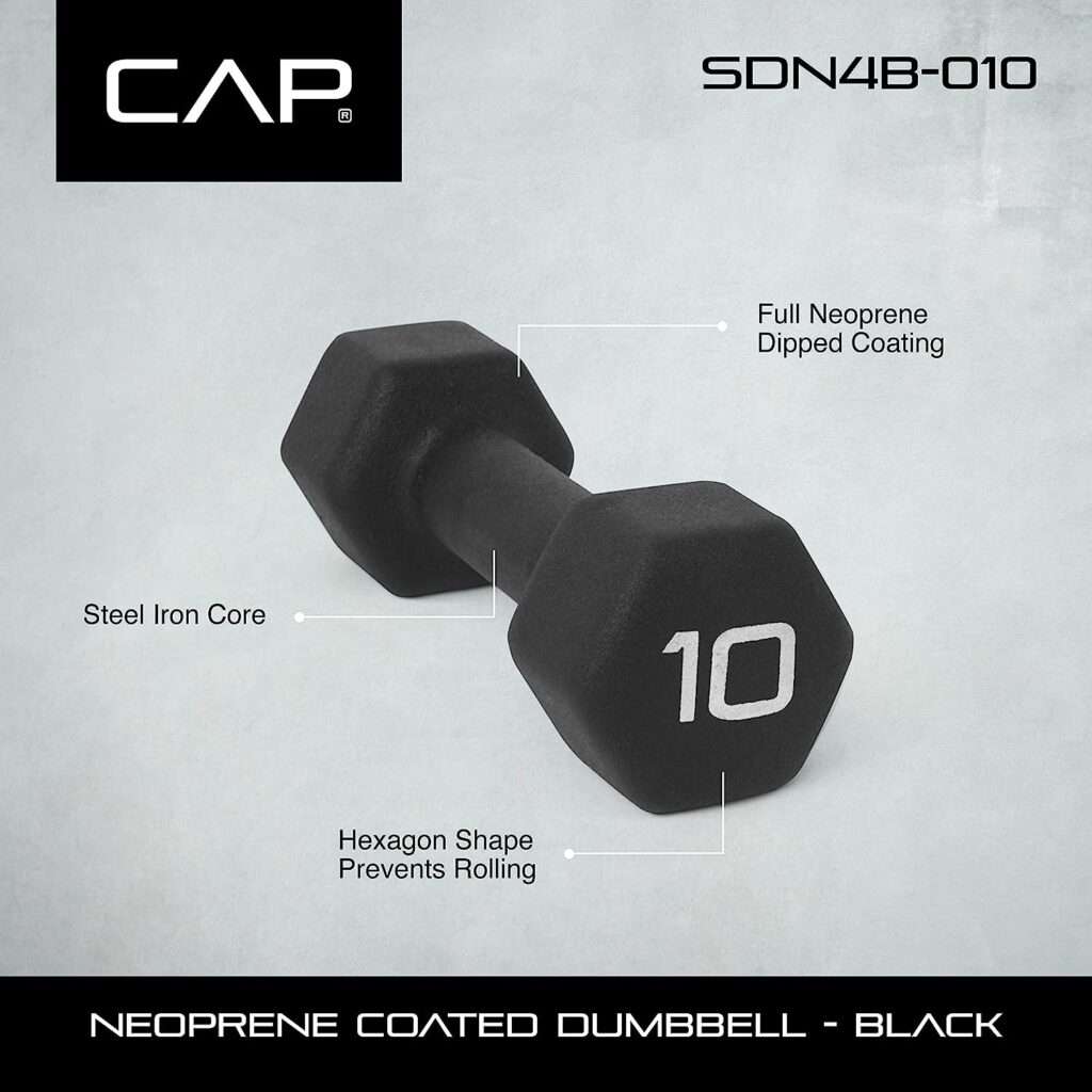 CAP Barbell Black Neoprene Coated Dumbbell Weights | Pair