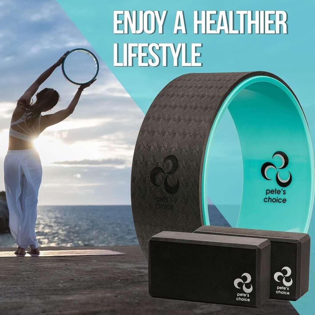 petes choice Yoga Set for Beginners – Yoga Wheel Kit + 2 Yoga Blocks, Bonus eBook  Free Yoga Strap | Yoga Starter Kit for Beginners | Ideal Yoga Gift